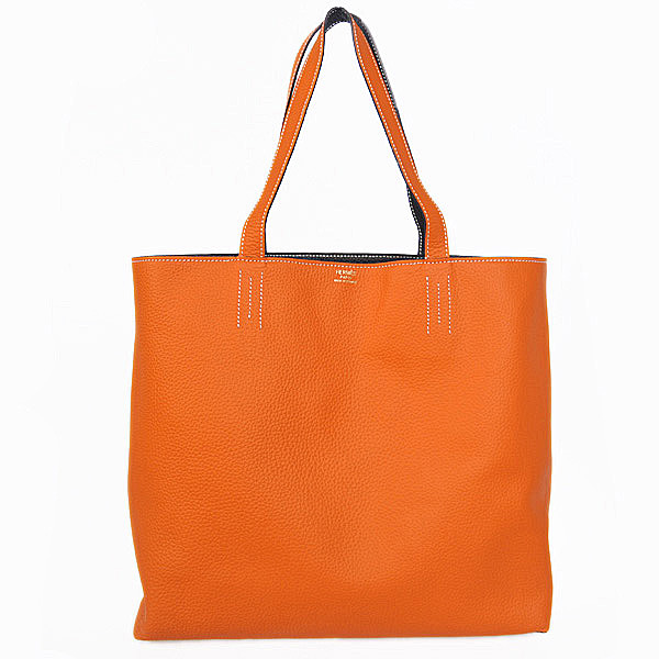 1988 Hermes shopping bag in pelle clemence a Orange / Nero